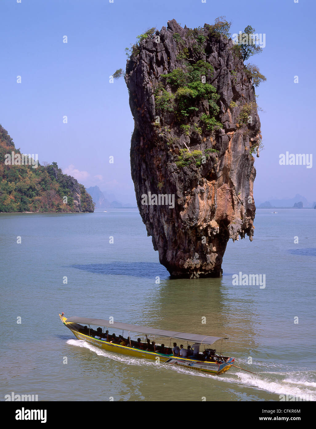 Thailand PhangNga boat & rock Stock Photo - Alamy