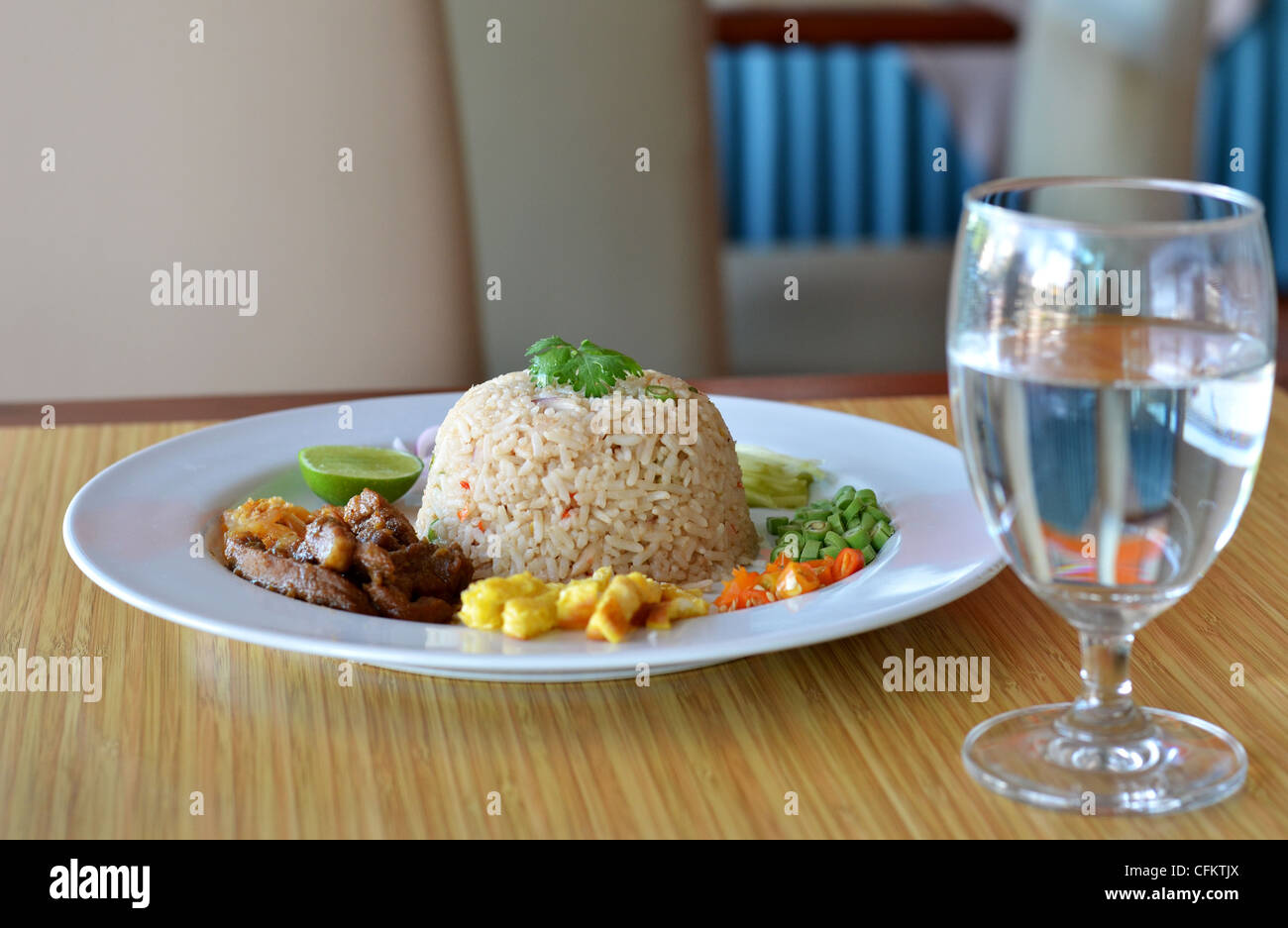 Mixed Cooked Rice Mixed cooked rice with shrimp paste sauce and fresh vegetable, Thai ...
