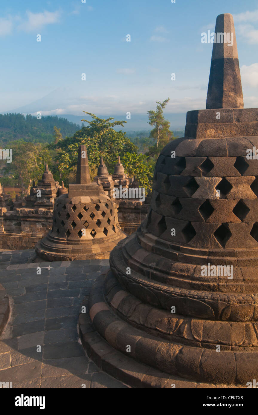 Borobudur temple at sunny morning. Central Java, Indonesia Stock Photo ...