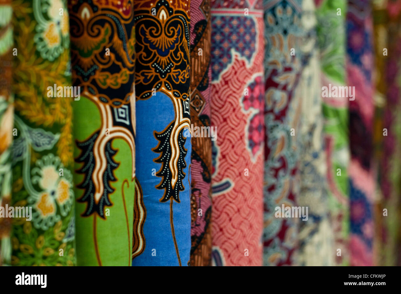 Closeup of colorful batik, Yogyakarta, Central Java, Indonesia Stock Photo