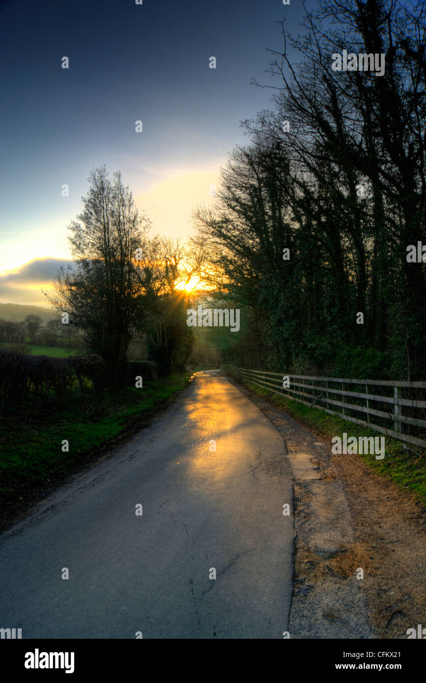 Sunset near Harewood in West Yorkshire Stock Photo