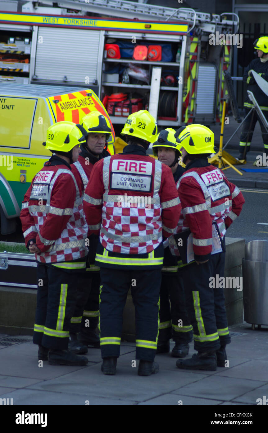 West Yorkshire Fire Service at a disaster training exercise in Leeds