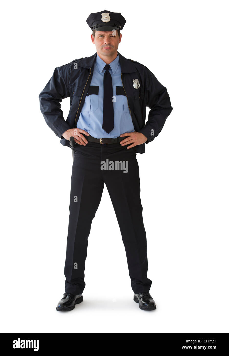 Studio portrait of police officer Stock Photo