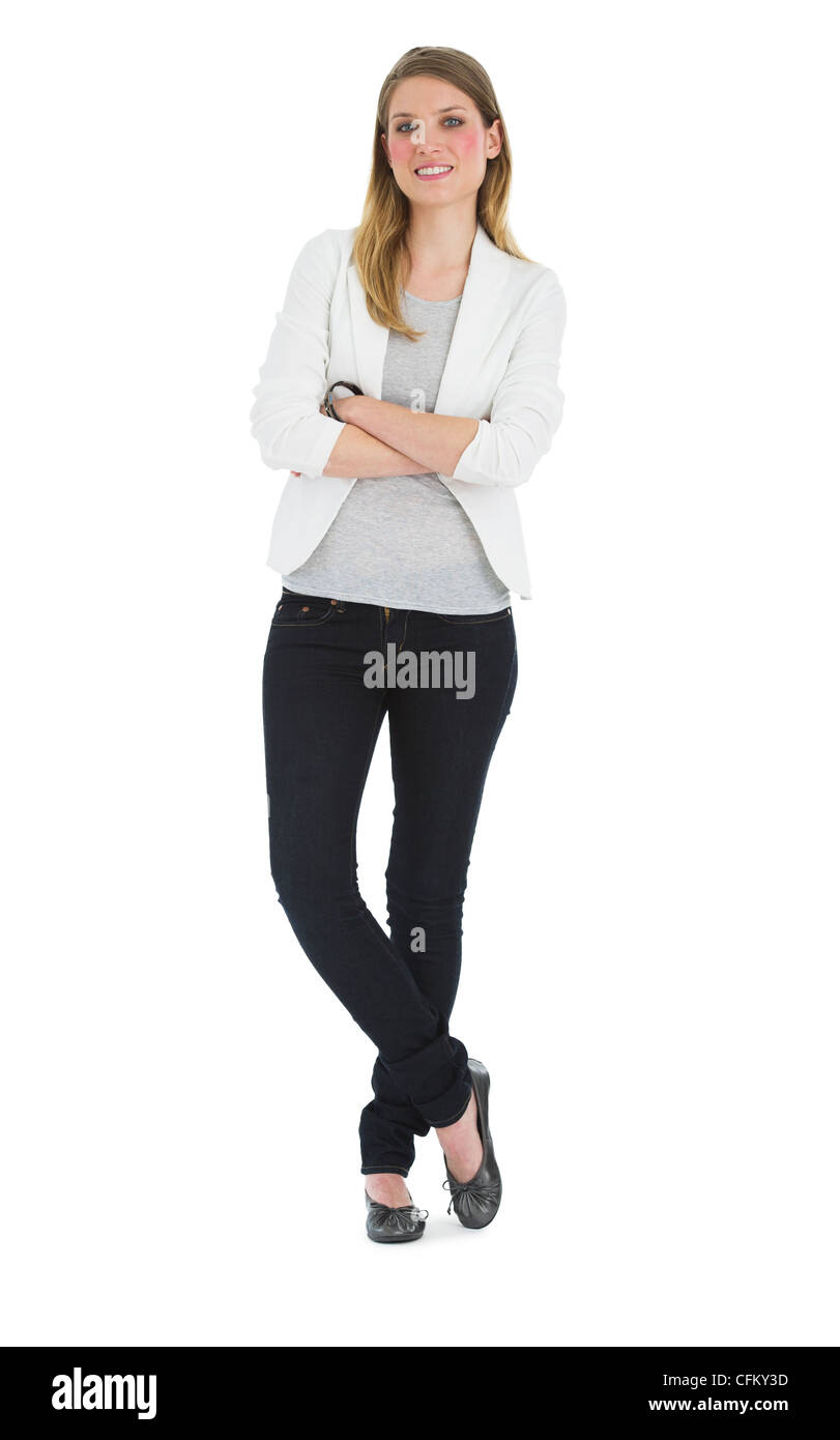 Studio portrait blond female Cut Out Stock Images & Pictures - Alamy