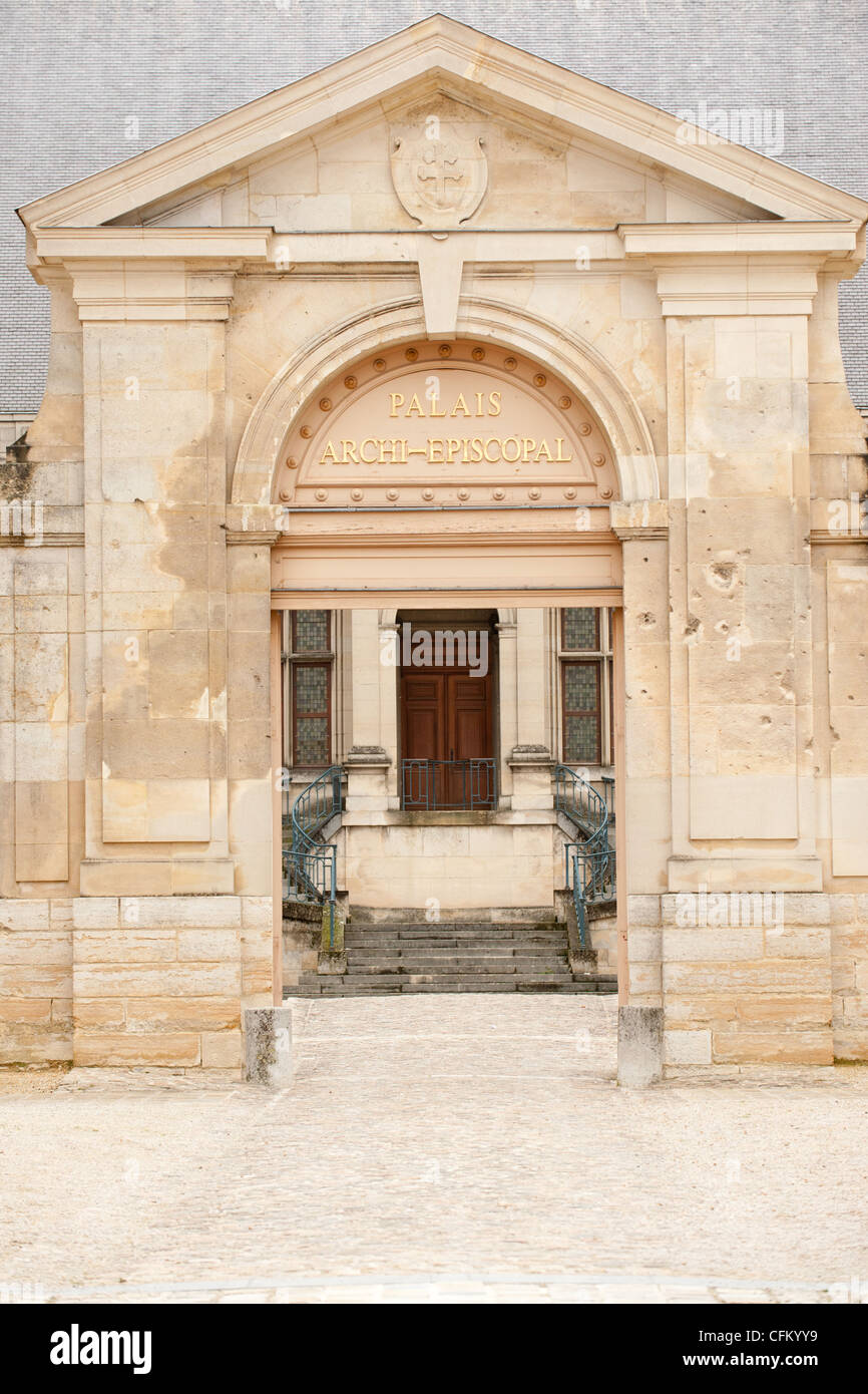 Entrance to famous archiepiscopal Palais du Tau im Reims, France Stock Photo