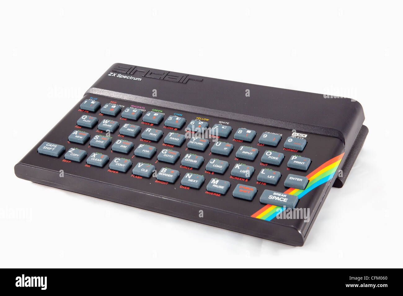 Sinclair ZX Spectrum fitted with ZX Interface one (underneath) Stock Photo