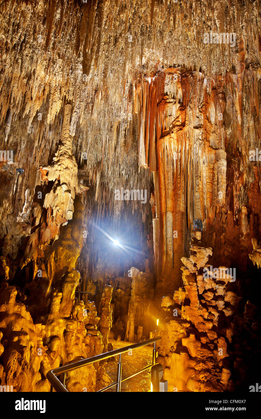 The Kastania cave, one of the most beautiful caves in Greece, in Vatika region, Lakonia, Peloponnese, Greece Stock Photo