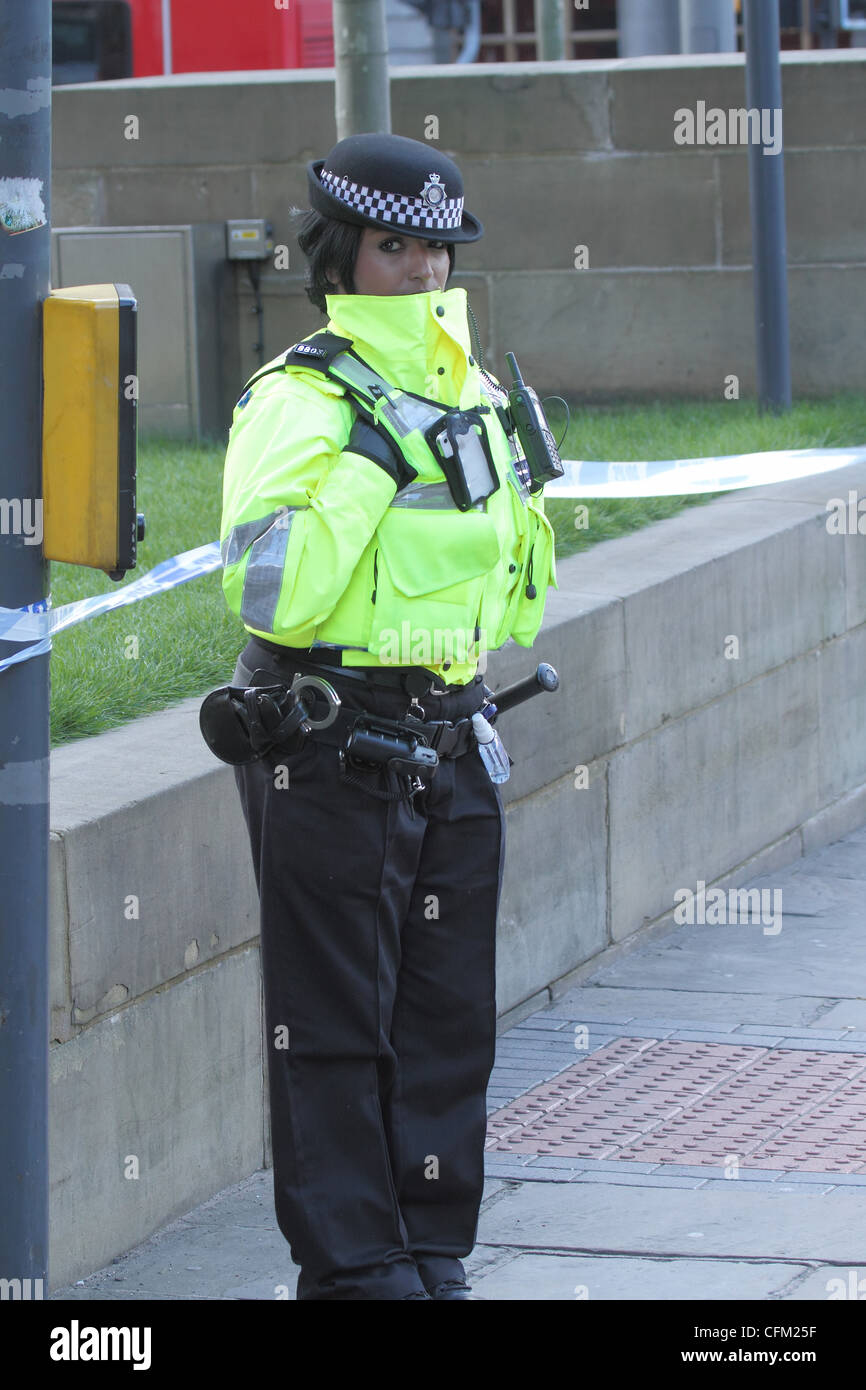 police woman WPC full kit and hi viz jacket Stock Photo