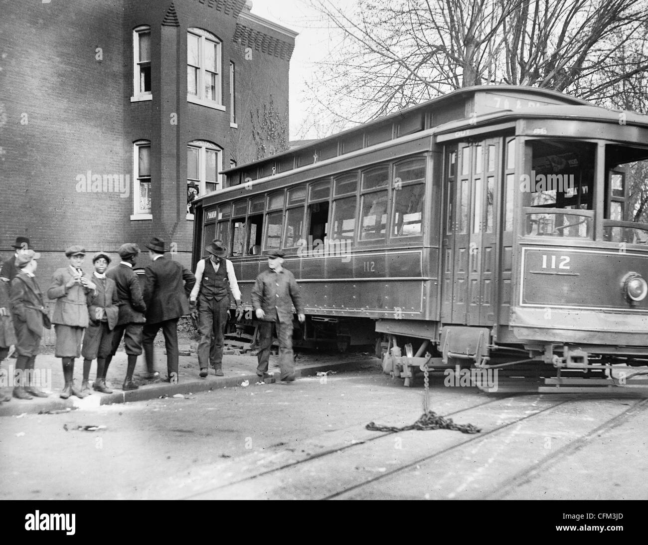 Street car wreck, 8th & F NE, Washington, D.C., 1921 Stock Photo