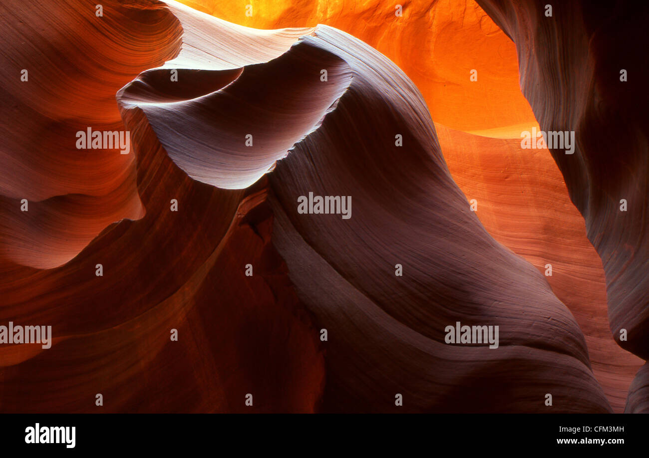 Lower Antelope Slot Canyon of sandstone carved out through wind water and time Stock Photo