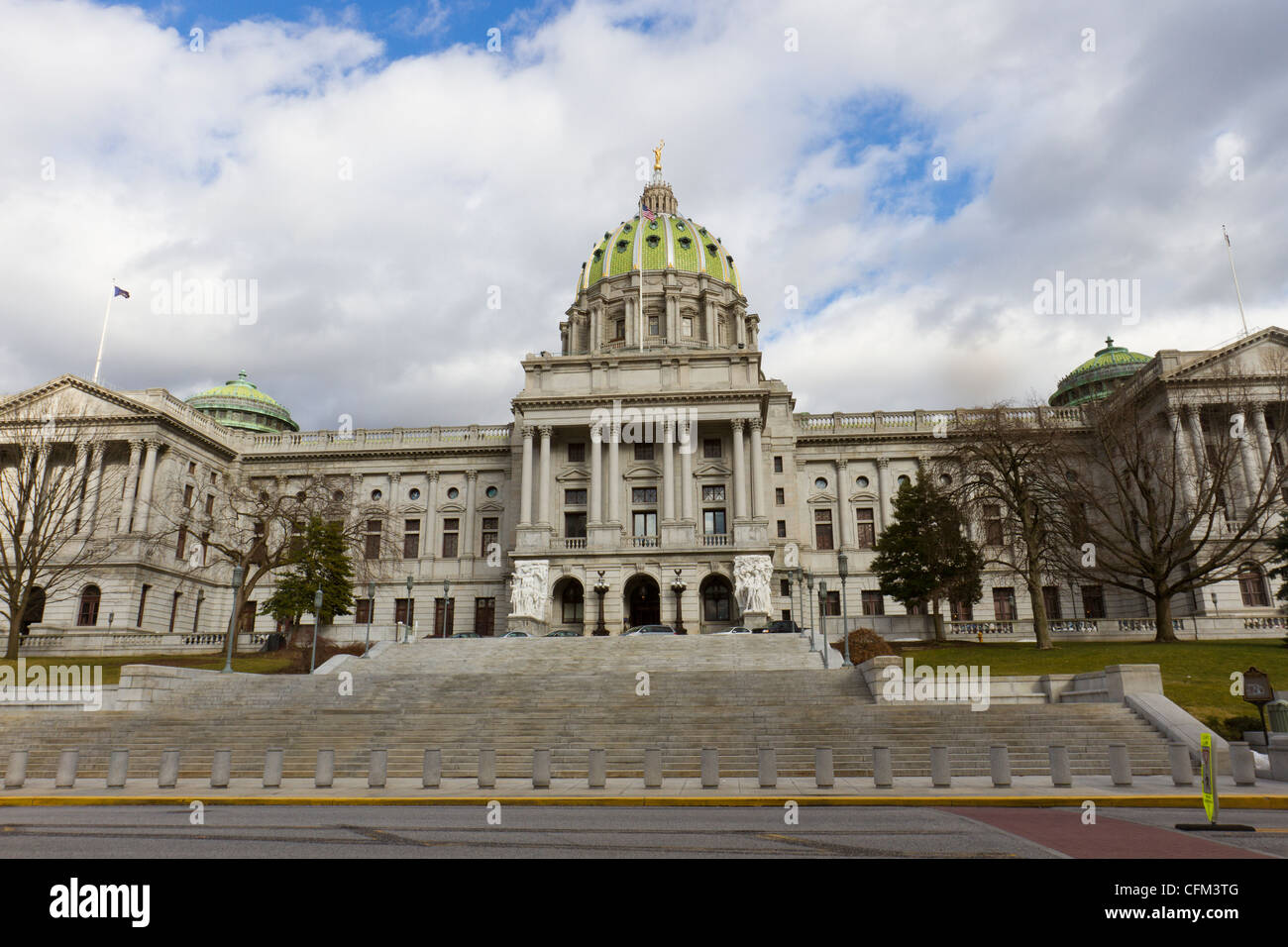 Front of the Pennsylvania state capitol building or statehouse in Harrisburg Stock Photo