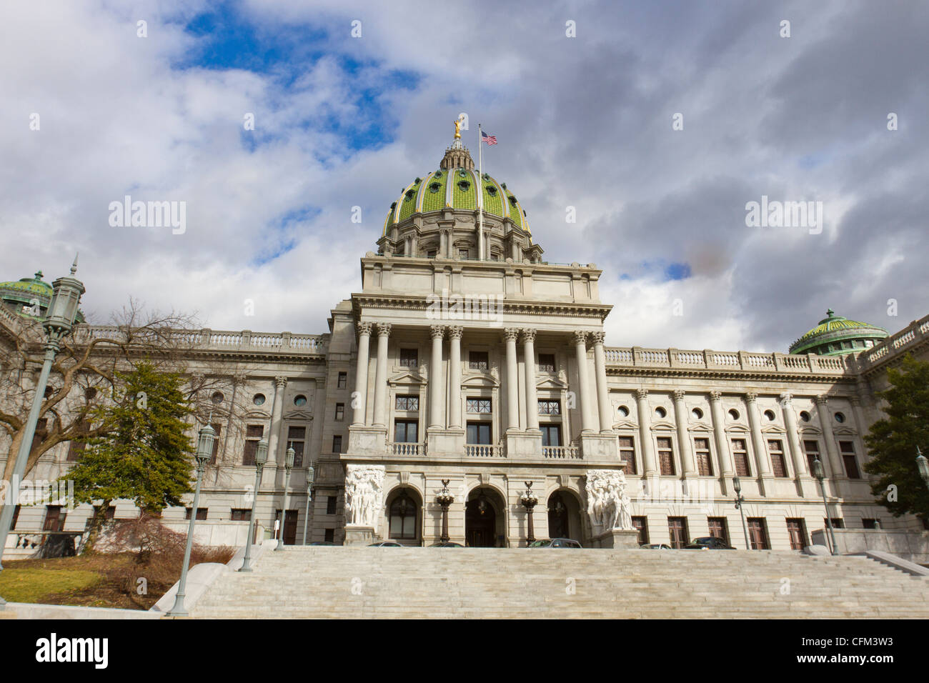 Front of the Pennsylvania state capitol building or statehouse in Harrisburg Stock Photo