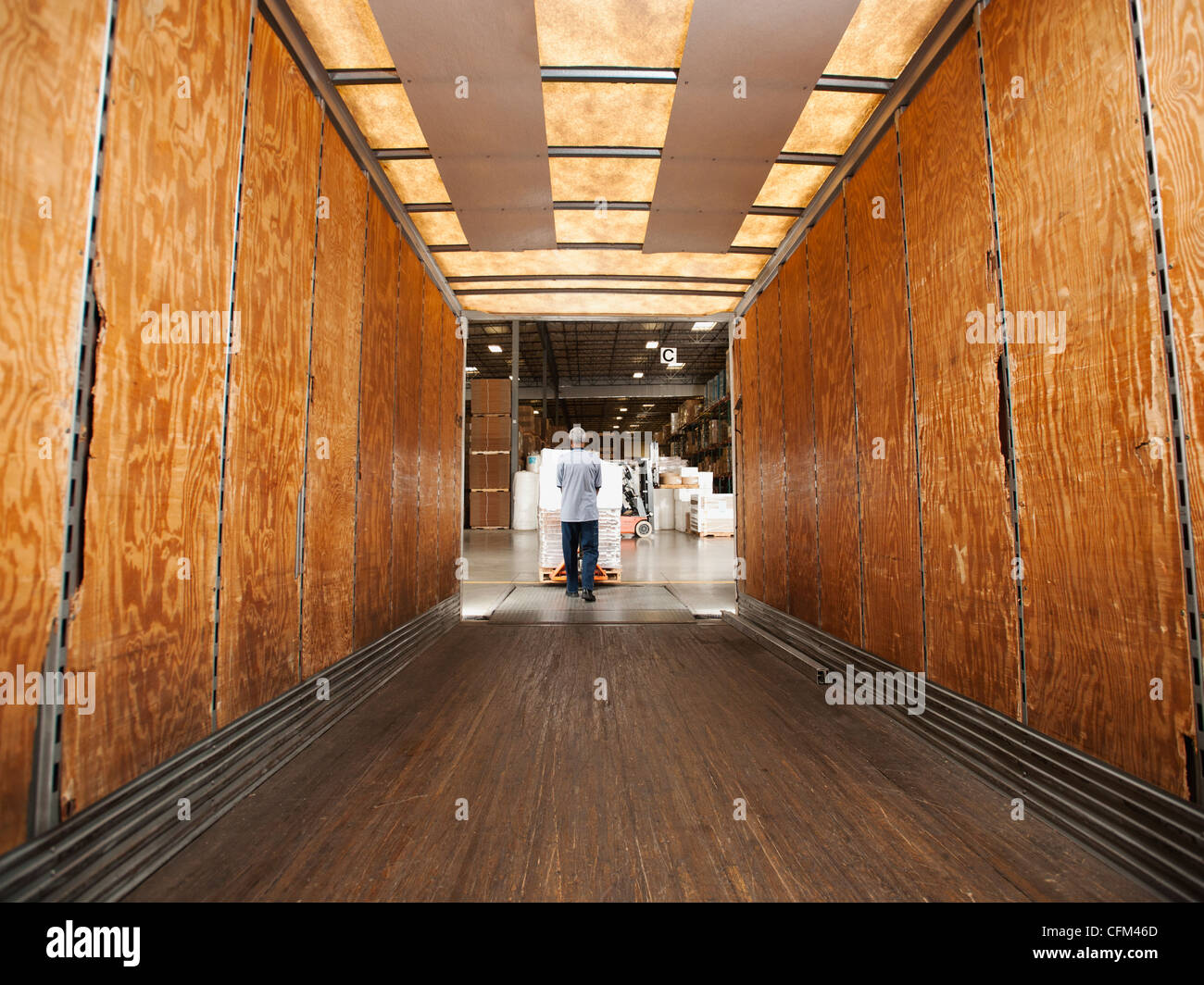 USA, California, Santa Ana, Man working in warehouse Stock Photo Alamy