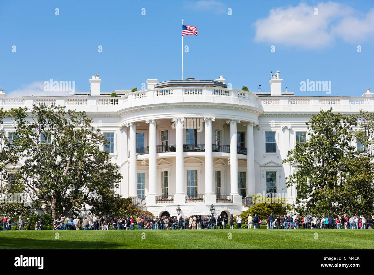 The White House Spring Gardens and Grounds Tours. View of the crowd across the South Lawn. Open Garden Tour Washington DC D.C Stock Photo