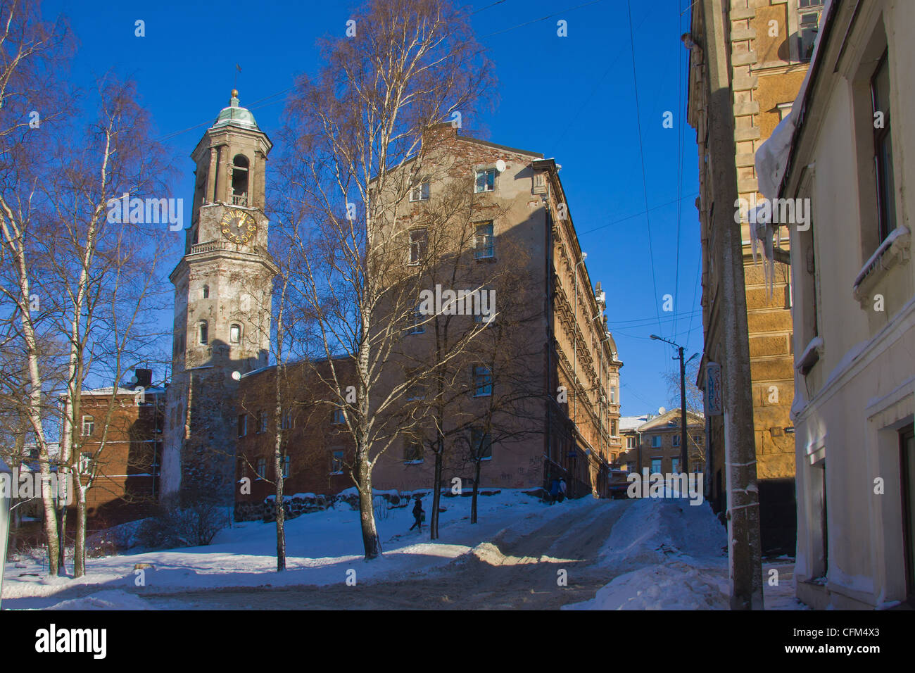 Russia, Vyborg, Viipuri, Clock tower, Viipurin vanhan tuomiokirkon kellotorni,Johann Brockmann Stock Photo
