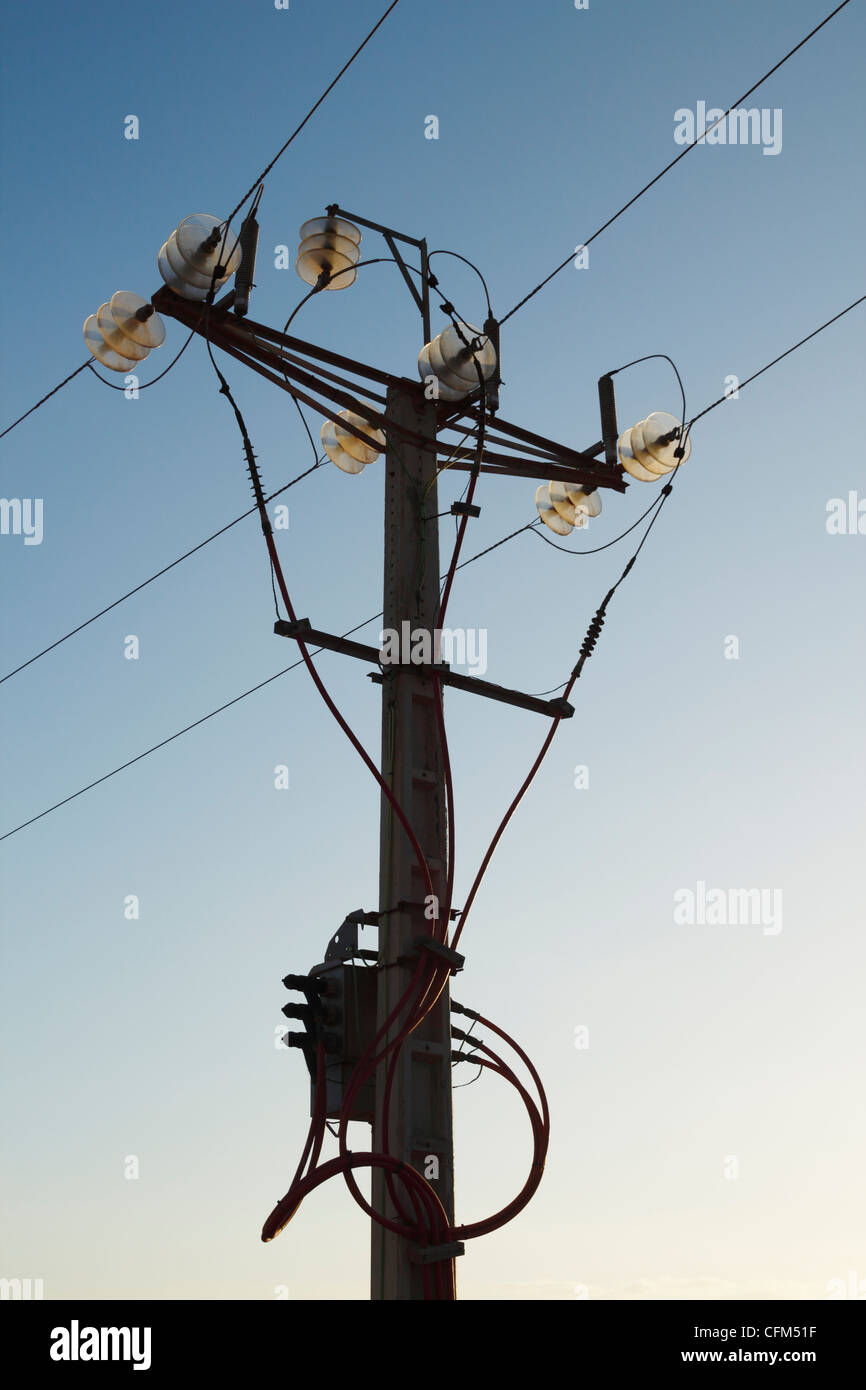Electricity pole in Spanish countryside Stock Photo Alamy