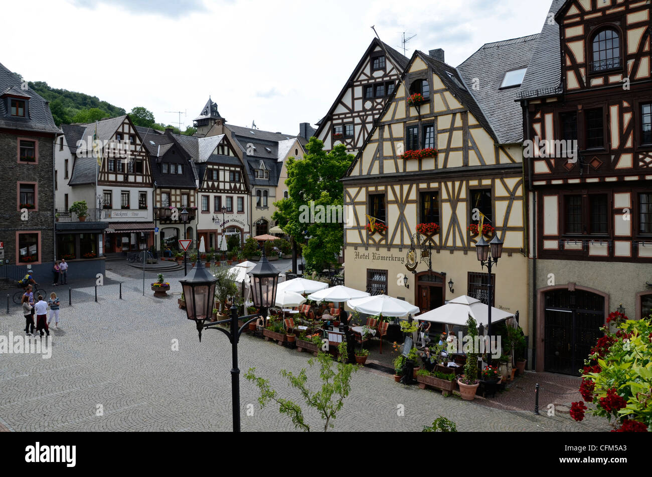 Market Square, Oberwesel, Rhine Valley, Rhineland-Palatinate, Germany, Europe Stock Photo