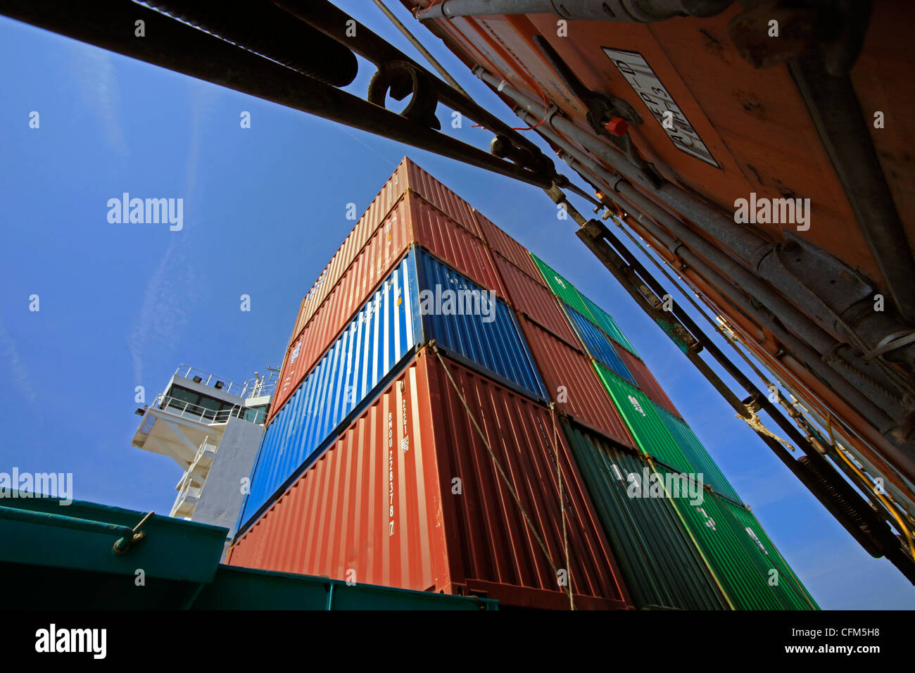 Container ship, Baltic Sea, Sweden, Scandinavia, Europe Stock Photo