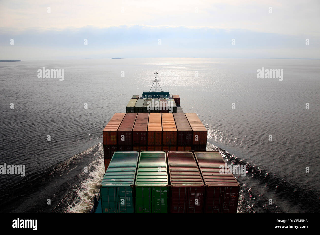 Container ship, Baltic Sea, Sweden, Scandinavia, Europe Stock Photo