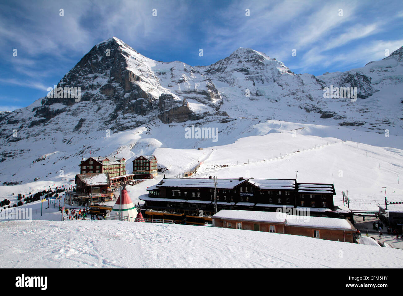 Kleine Scheidegg, Eiger and Monch, Bernese Oberland, Switzerland, Europe Stock Photo