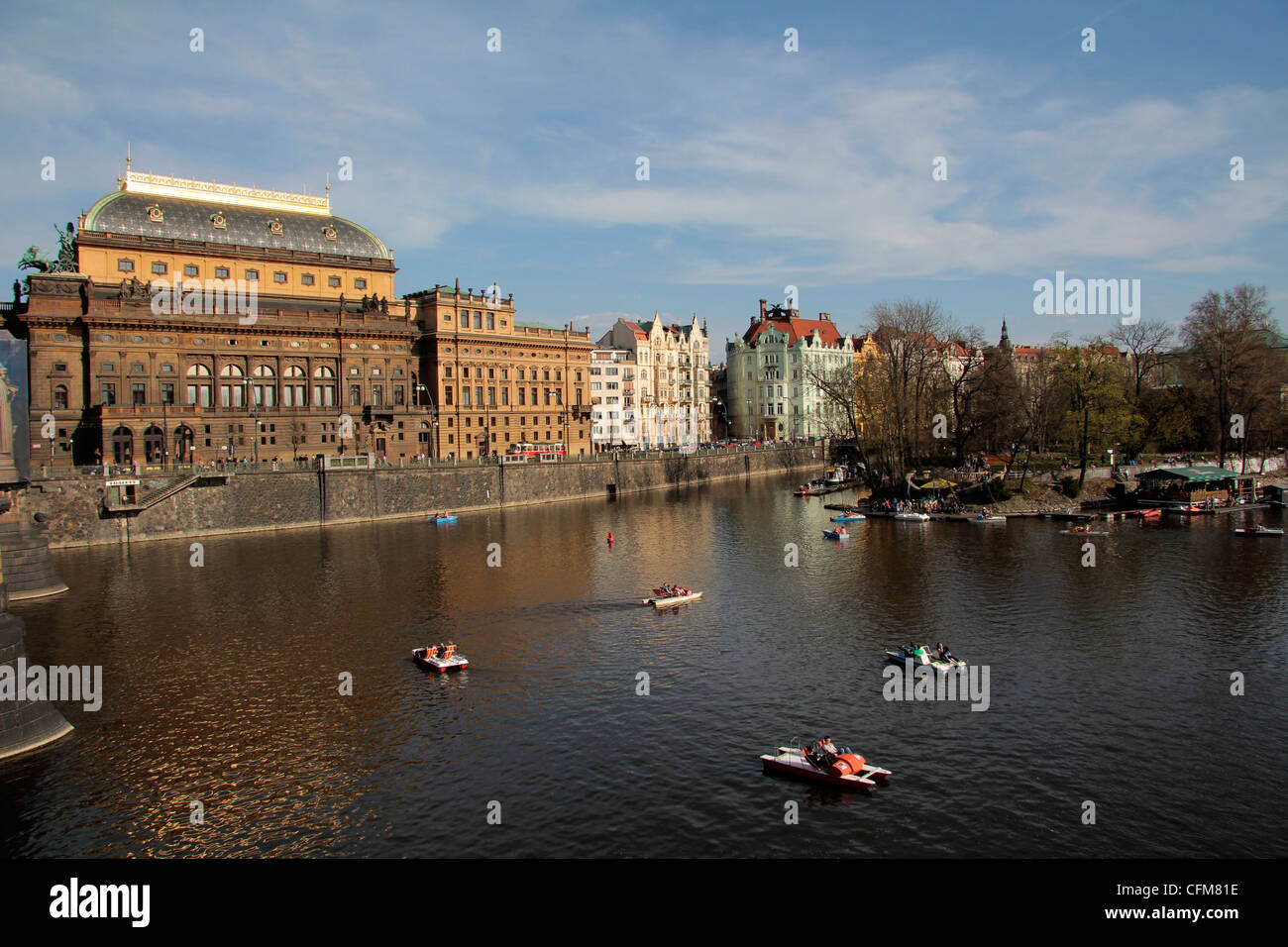 National Theatre and the River Vltava, Prague, Czech Republic, Europe Stock Photo