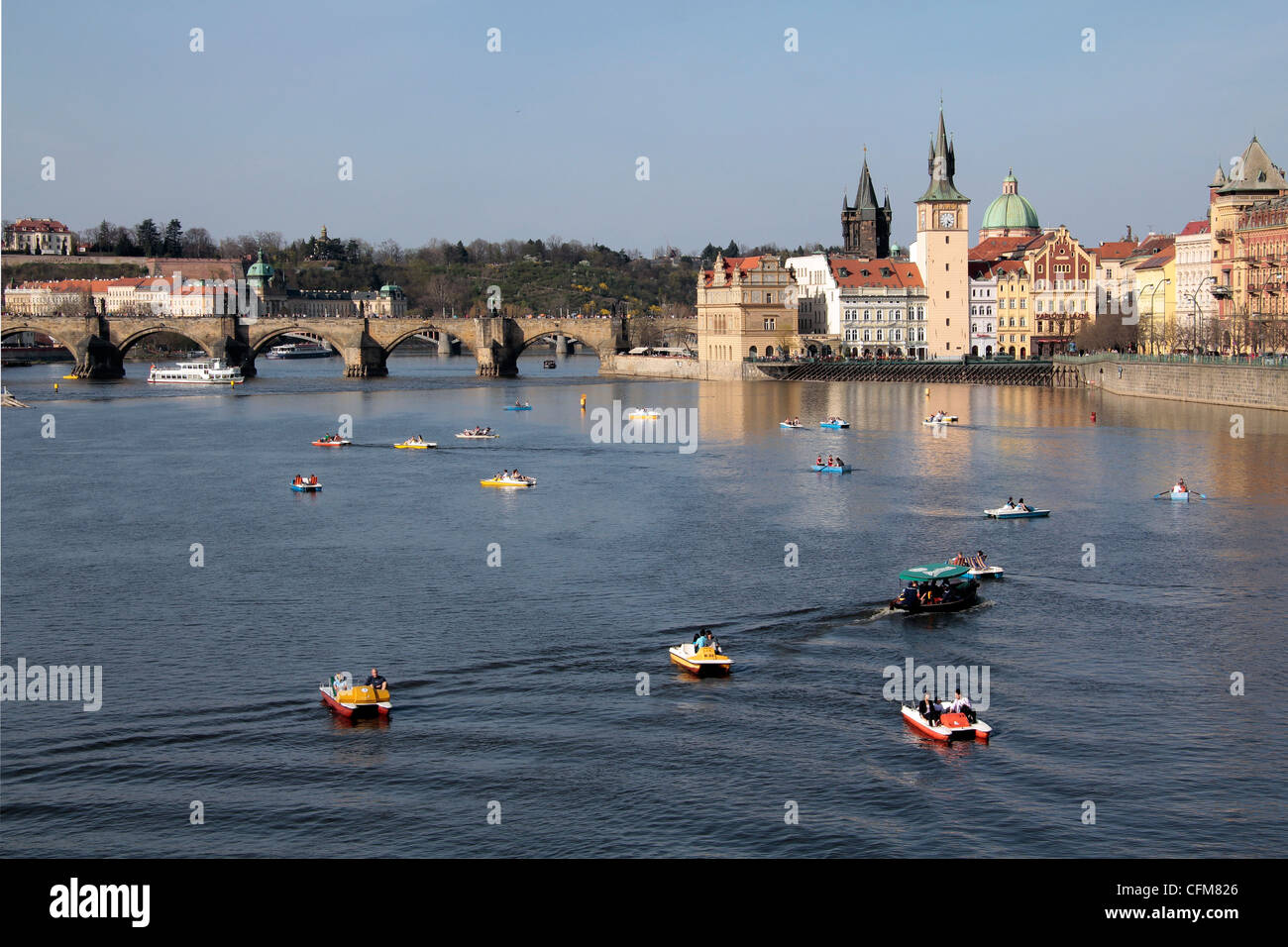 River Vltava, Old Town, Prague, Czech Republic, Europe Stock Photo