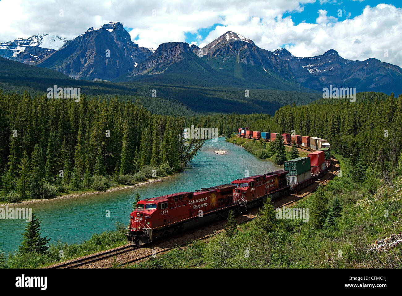 Morants Curve, Alberta, Rocky Mountains, Canada, North America Stock Photo