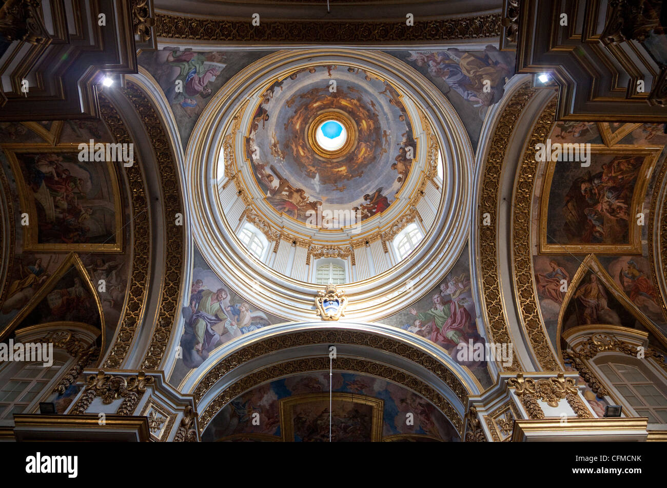 Interior of dome, St. Paul's Cathedral, Mdina, Malta, Europe Stock Photo