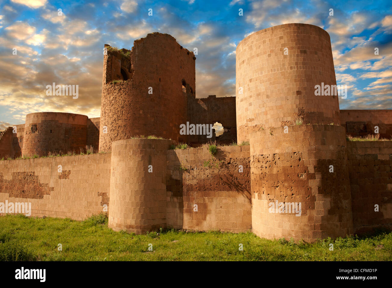Ruins of the Armenian City walls built by  King Smbat (977–989) of Ani archaelogical site on the Ancient Silk Road , Kars , Anat Stock Photo