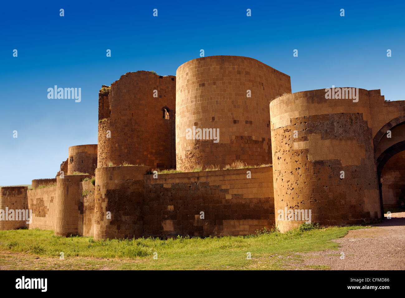 Ruins of the Armenian City walls built by  King Smbat (977–989) of Ani archaelogical site on the Ancient Silk Road , Kars , Anat Stock Photo