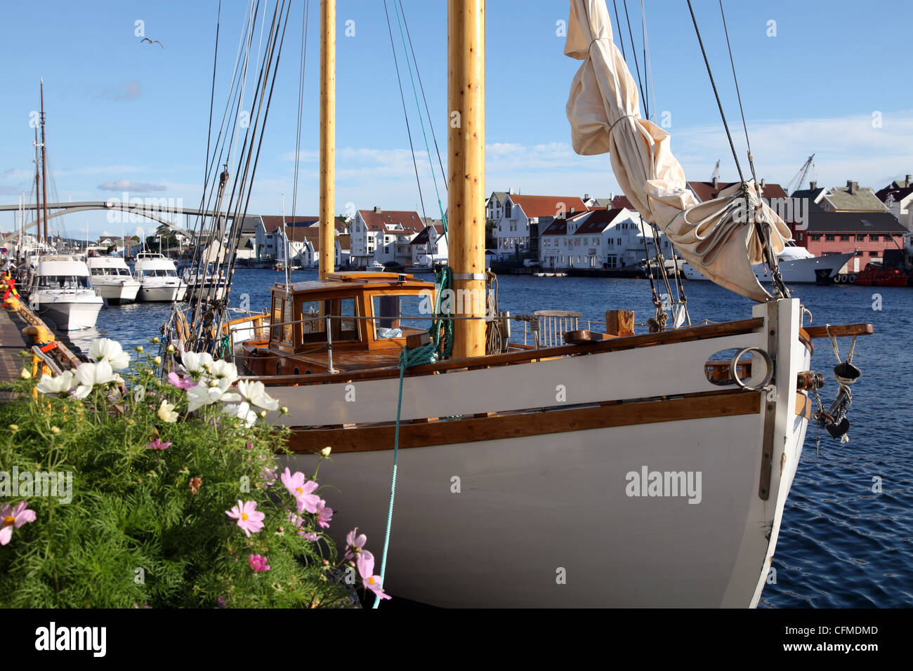 Traditional wooden boat, Colin Archer type, Haugesund, Norway, Scandinavia, Europe Stock Photo