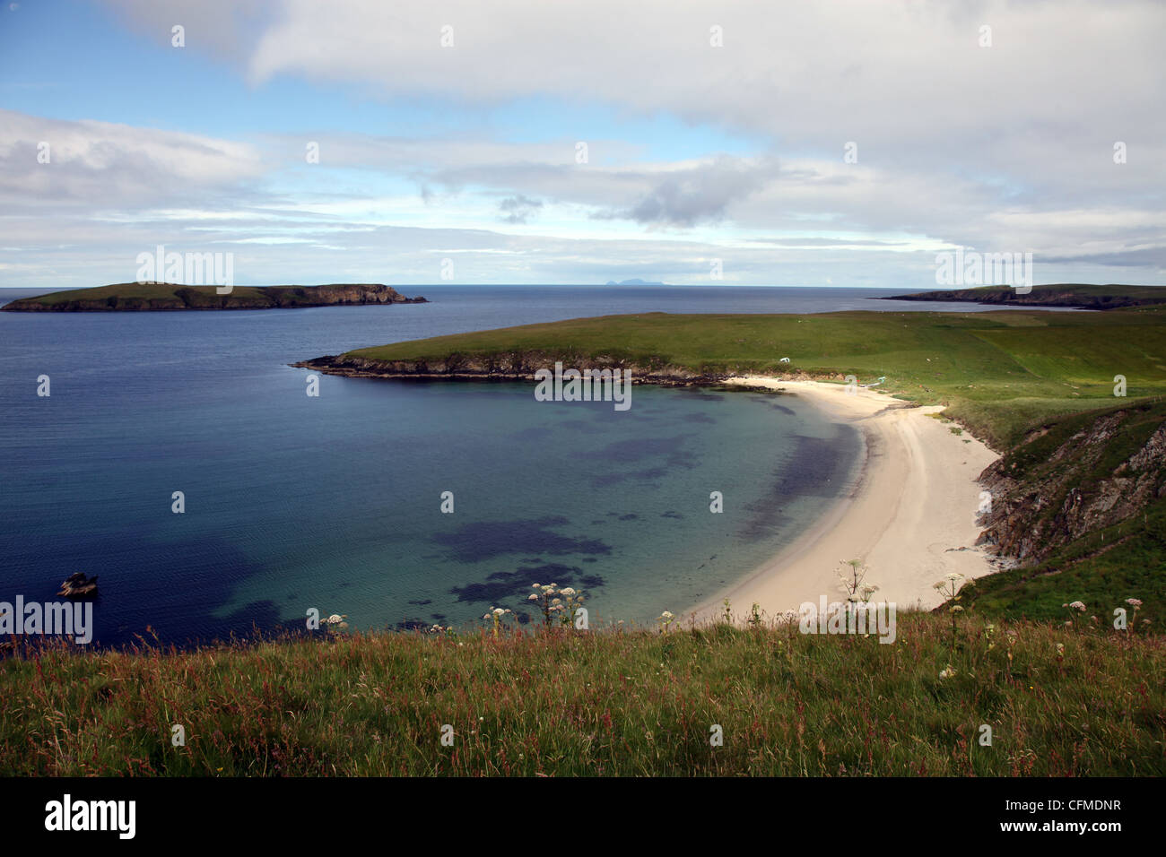 Beach on south west Mainland near Sumburgh, Shetland, Shetland Islands, Scotland, United Kingdom, Europe Stock Photo
