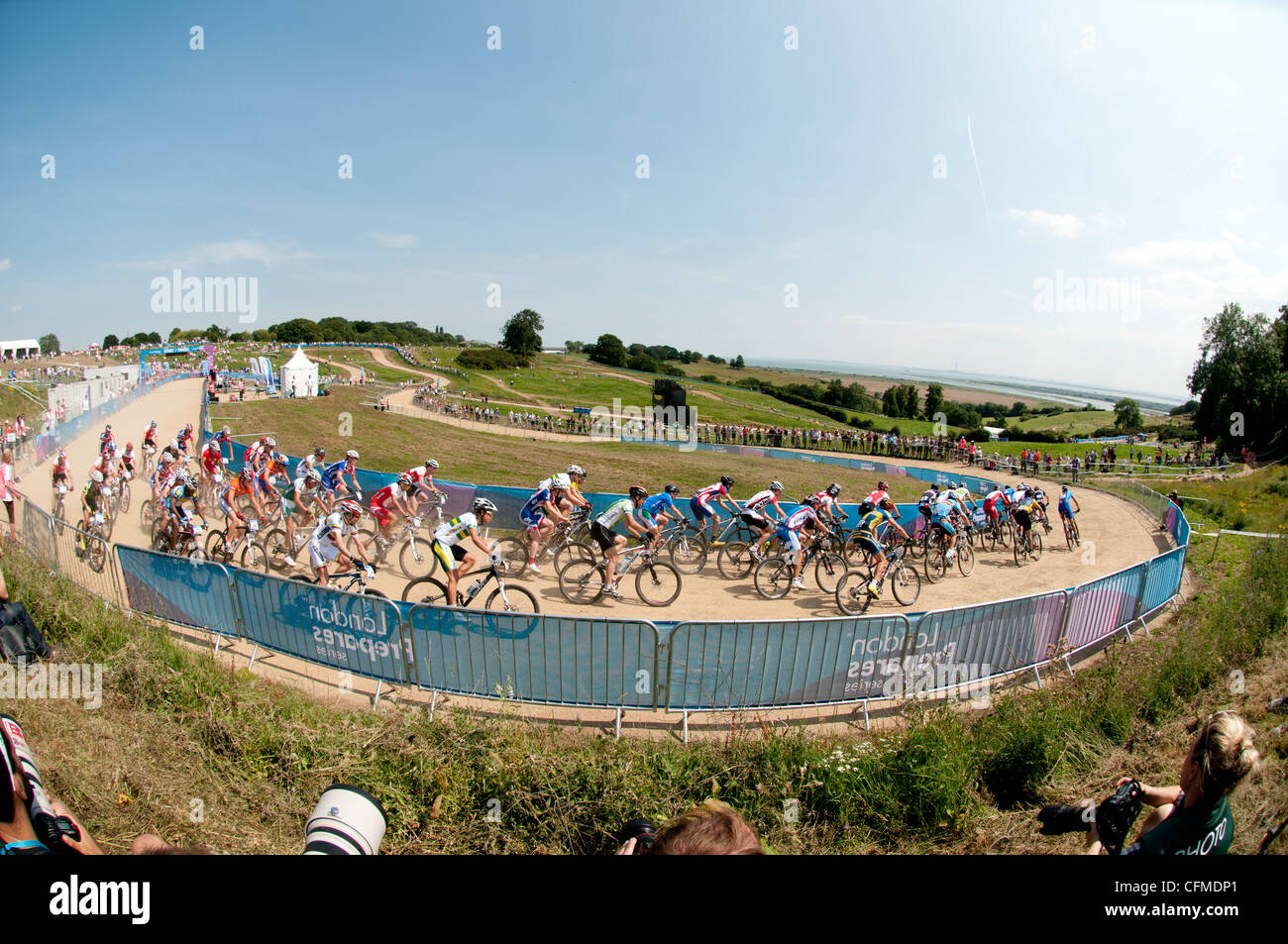Mountain bike racing on the 2012 London Games course at Hadleigh Farm