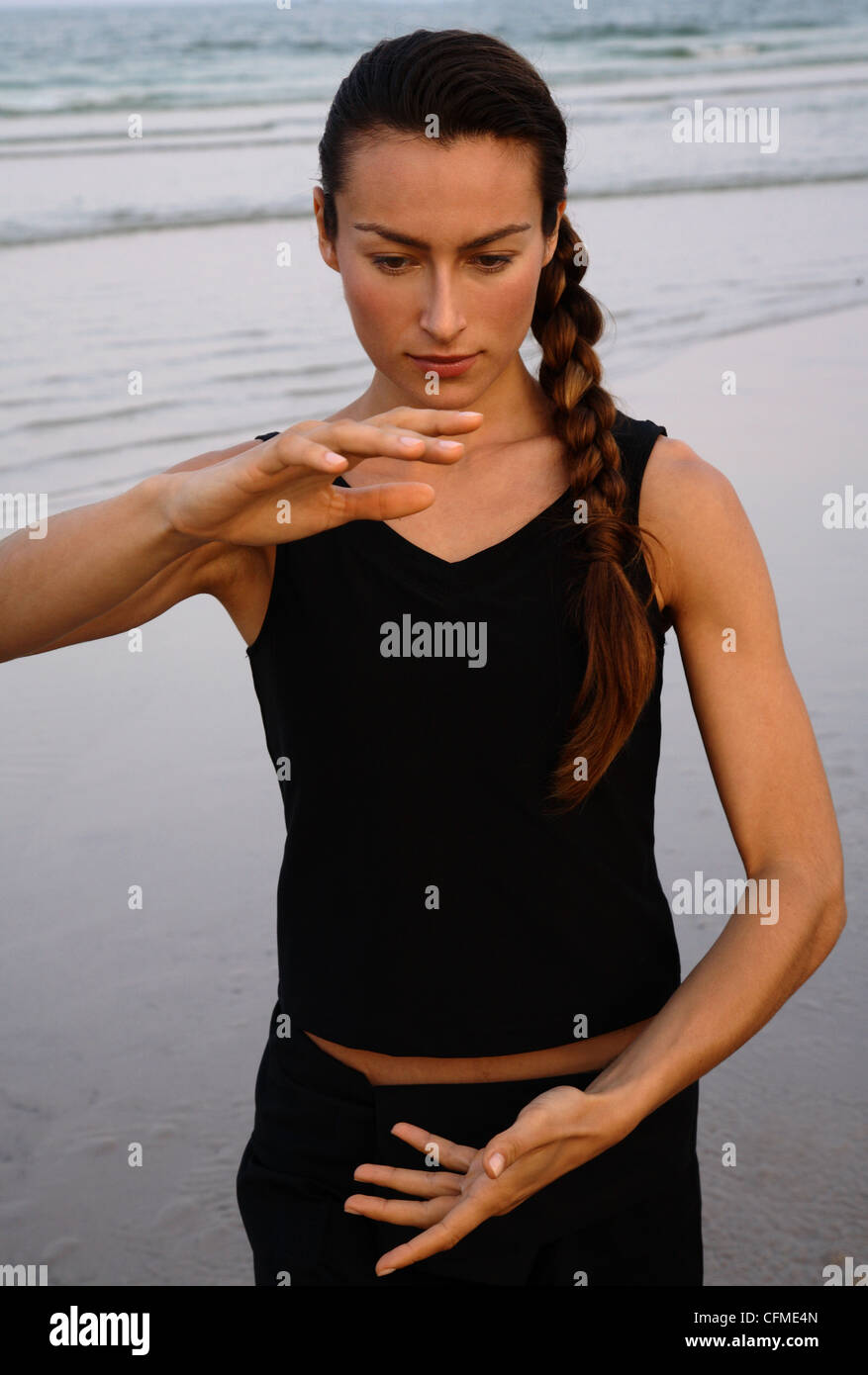 Tai Chi on the beach, Thailand, Southeast Asia, Asia Stock Photo Alamy