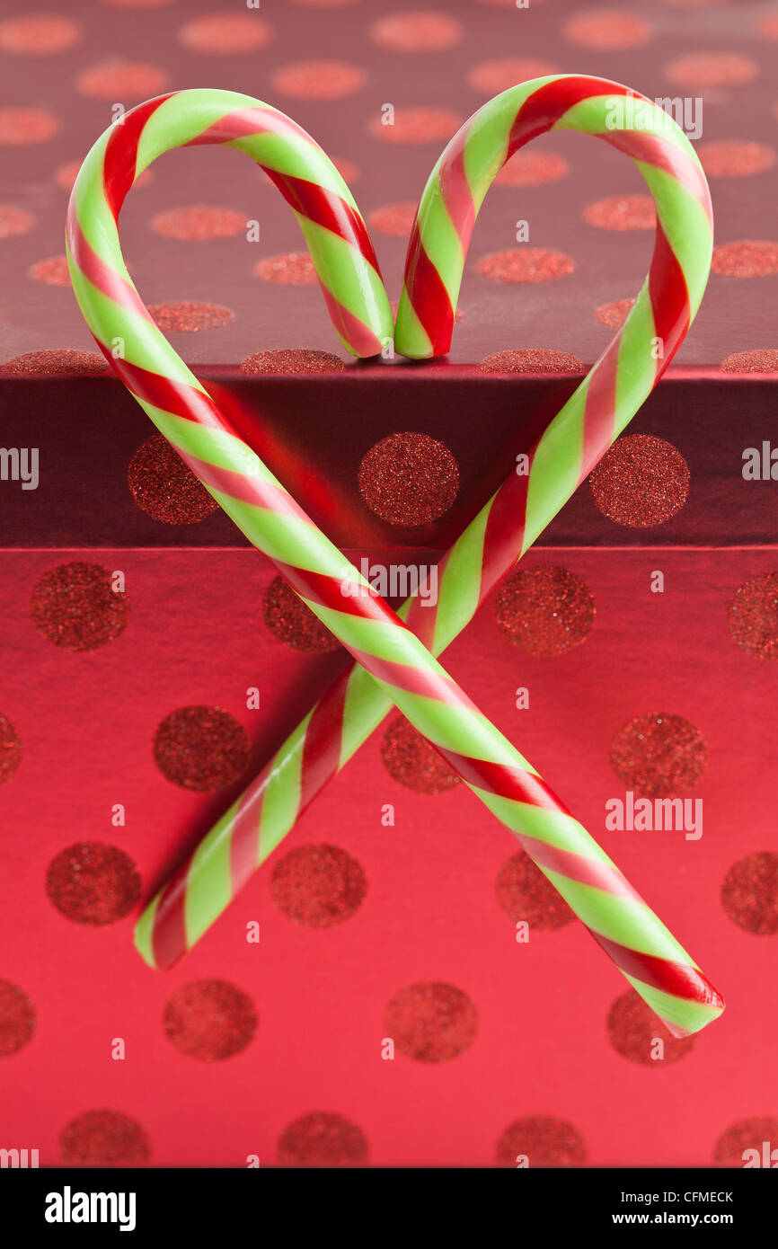 Peppermint candy canes in heart shape, studio shot Stock Photo Alamy