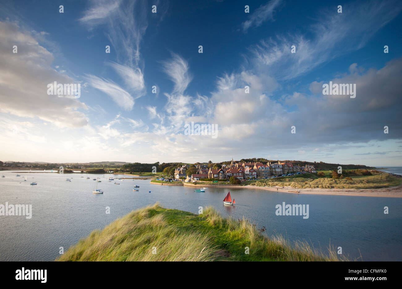 Alnmouth village and the Aln Estuary, Alnwick, Northumberland, England