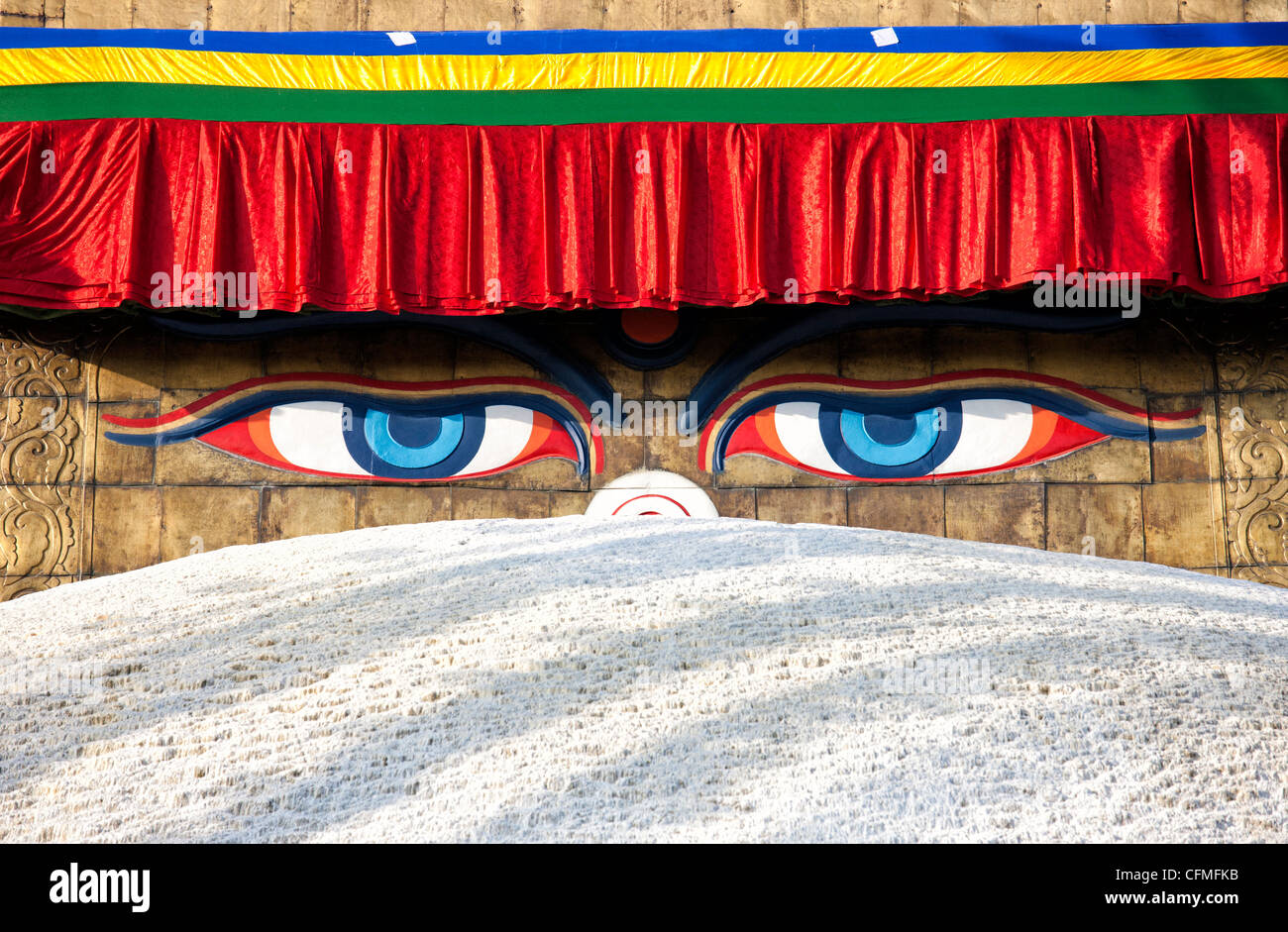 Close-up of Bodhnath Stupa (Boudhanth) (Boudha), Kathmandu, Nepal, Asia Stock Photo