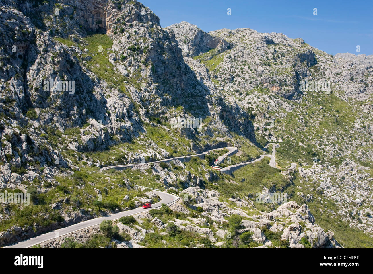 The winding mountain road to Sa Calobra, Mallorca, Balearic Islands, Spain, Europe Stock Photo