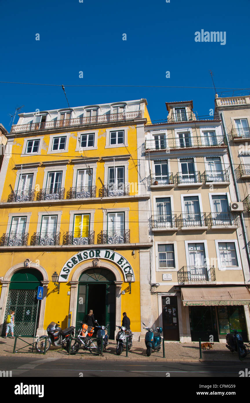 Ascensor de Bica lift exterior along Rua de Sao Paolo street Santos district Lisbon Portugal Europe Stock Photo