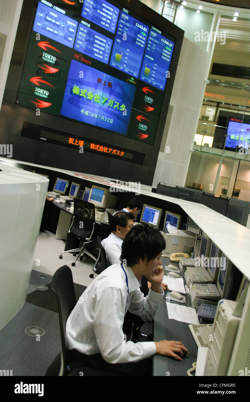 Tokyo Stock Exchange trading floor, Tokyo, Japan. Stock Photo