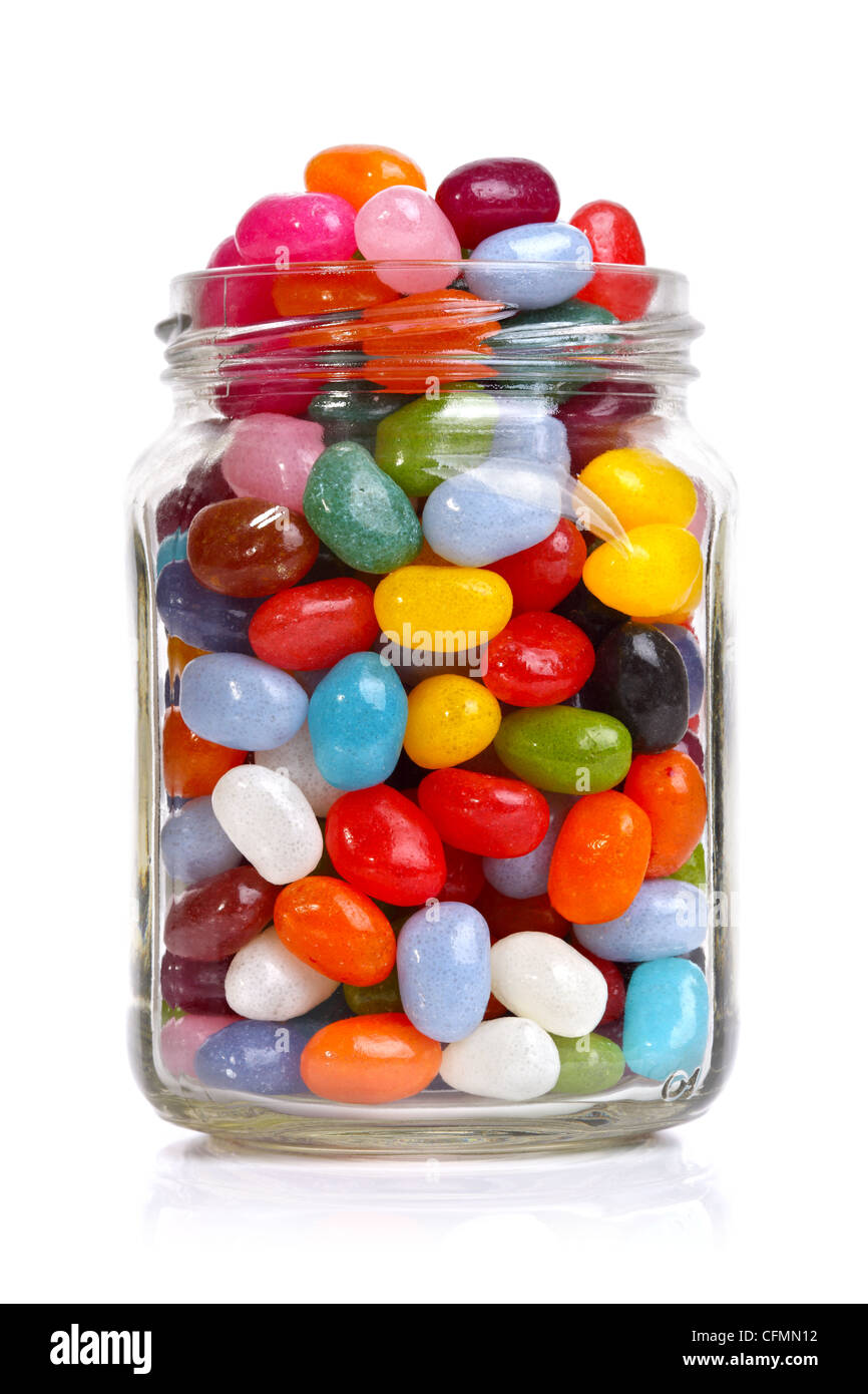 Jellybeans in a jar Stock Photo