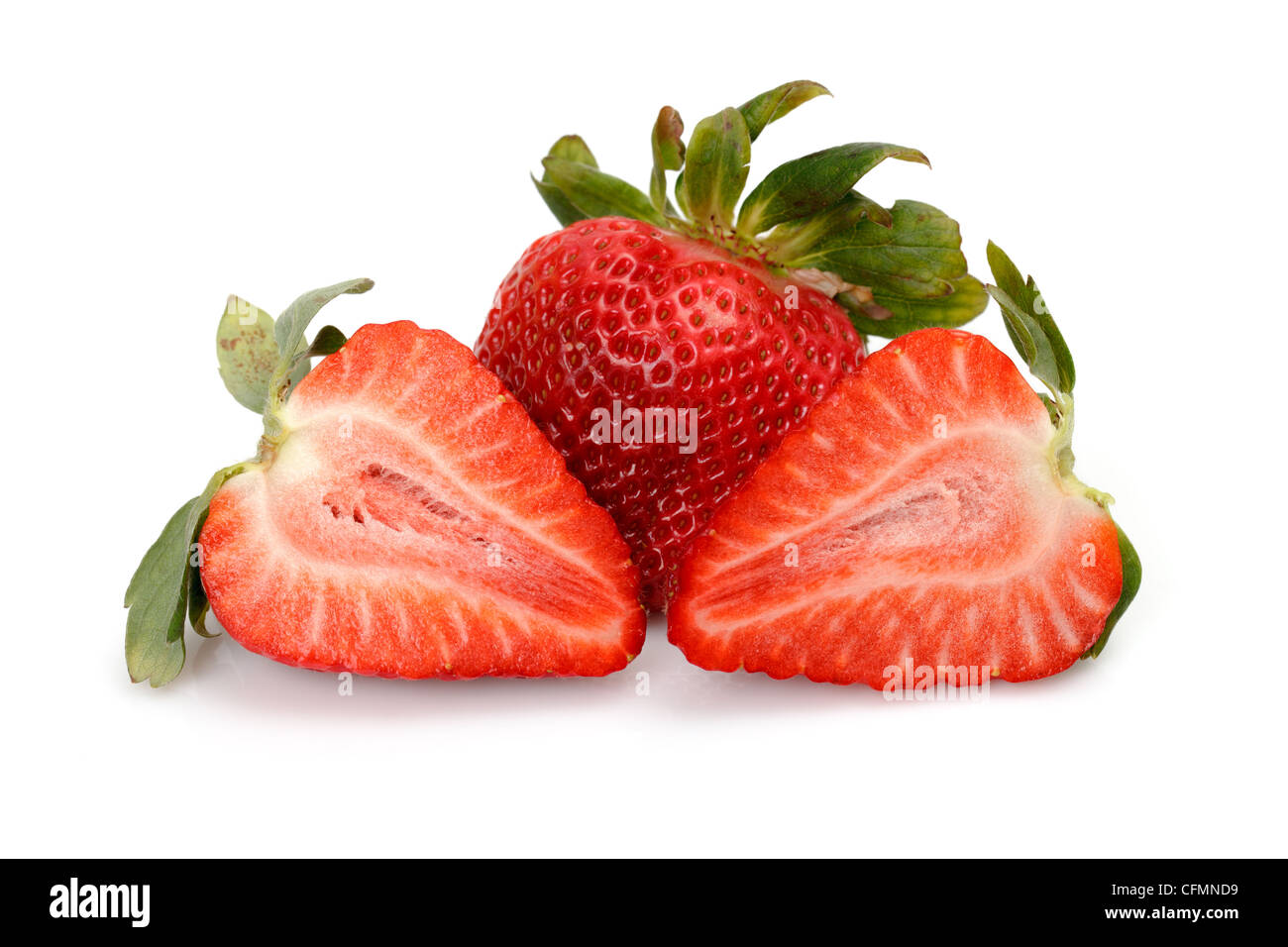 Fresh Strawberries closeup over white background Stock Photo - Alamy
