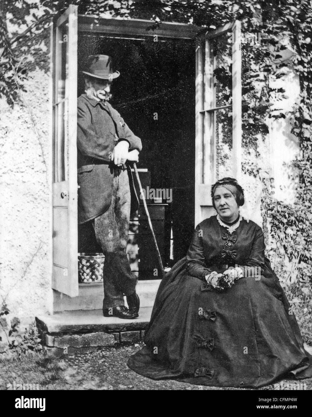 CHARLES KINGLSEY (1819-1875) English priest and writer with wife Mary at their home in Eversley, Hampshire Stock Photo