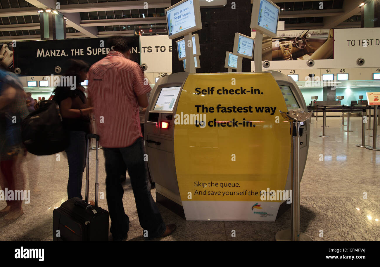 Self check in at the Bangalore airport India Stock Photo