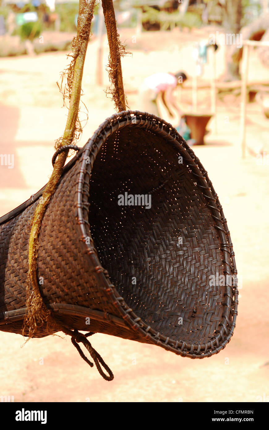 Smoked bamboo basket in Garo Hills, Meghalaya, India Stock Photo