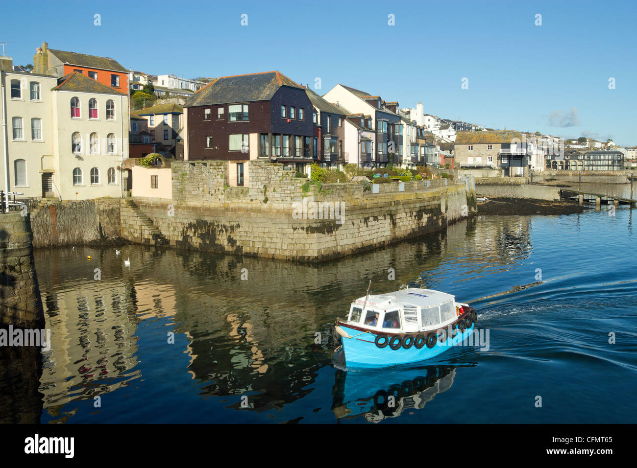 The Flushing ferry approaching Prince of Wales pier in Falmouth, Cornwall UK. Stock Photo