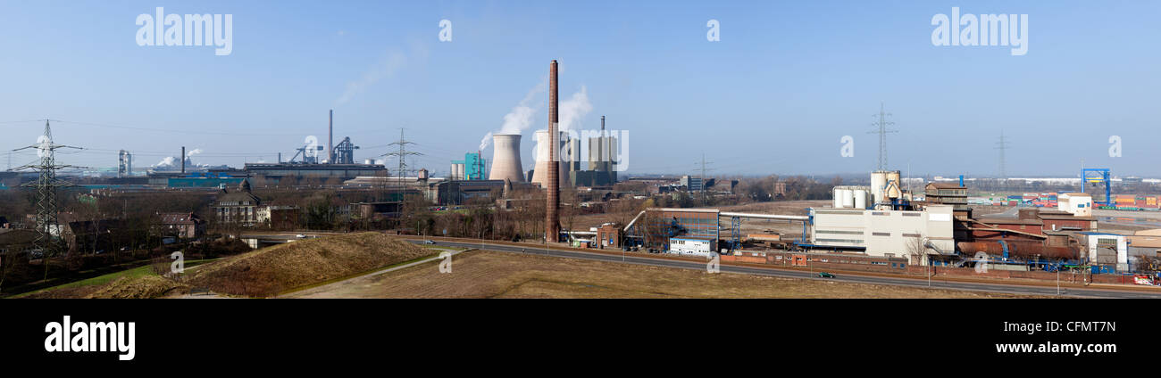 Panoramic view of industrial landscape at Duisburg, Germany Stock Photo