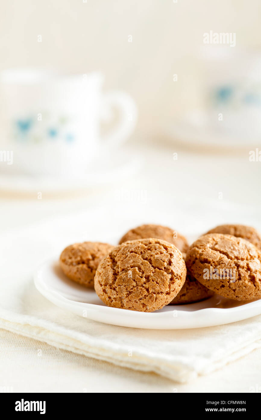 Amaretti, Traditional Italian Cookies Made from Almonds Stock Photo