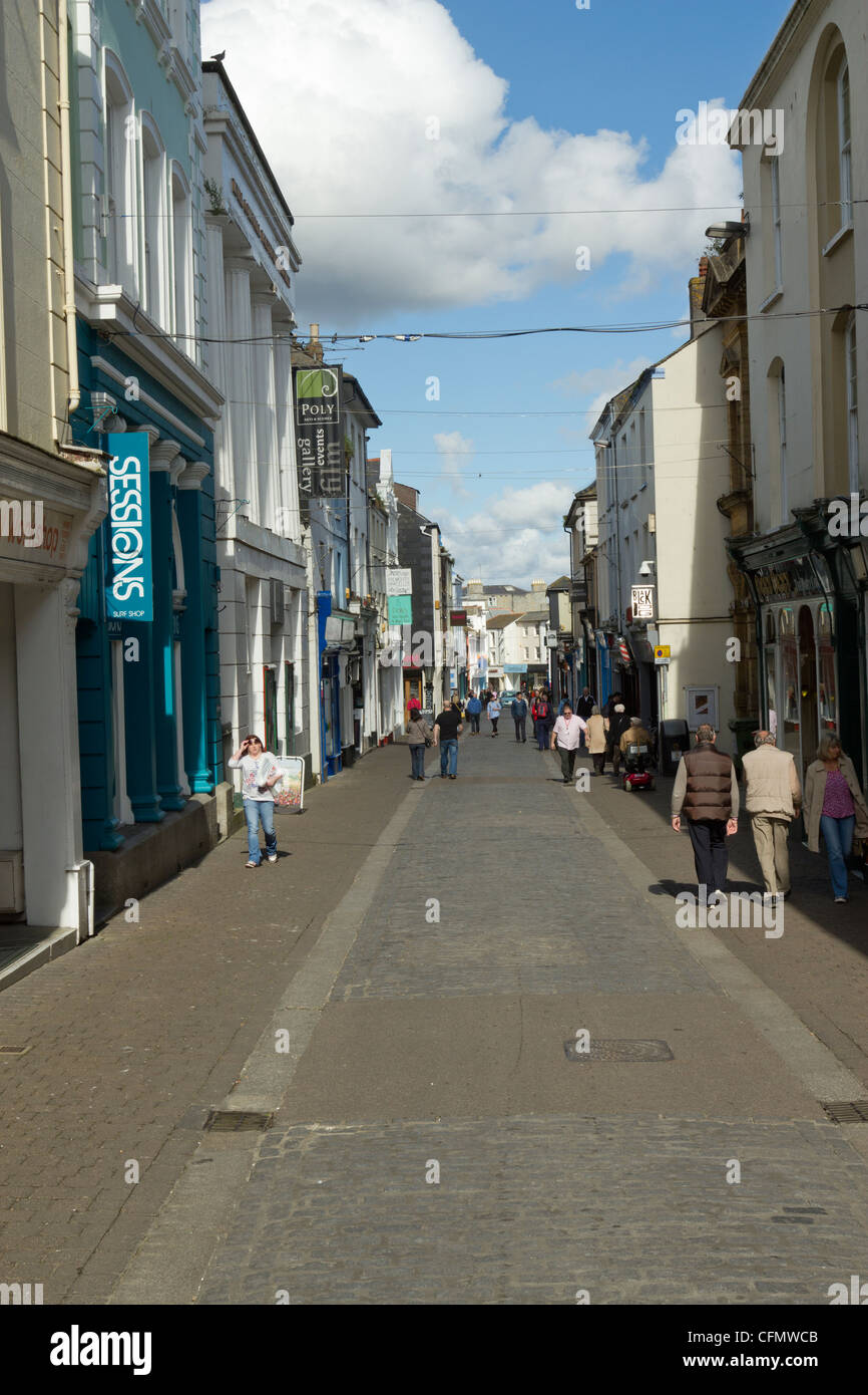 Church Street shops in Falmouth, Cornwall UK. Stock Photo