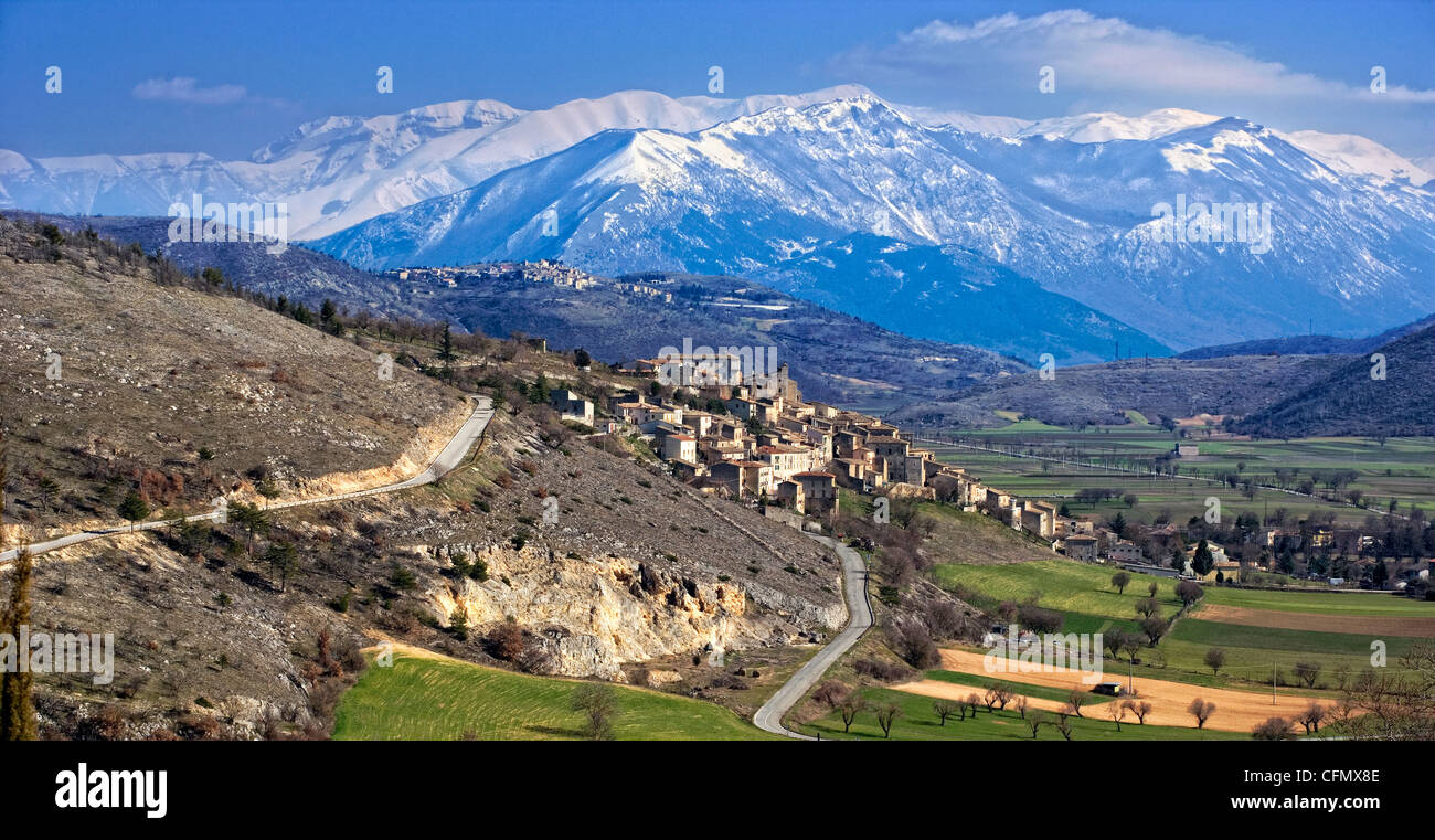 view of the medieval village of Navelli, Abruzzo region, eastern Italy Stock Photo